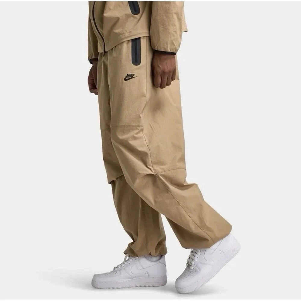 Mens Sz L Nike Tech Woven Trouser Pants Relaxed Hiking Outdoor Khaki HM7158-297